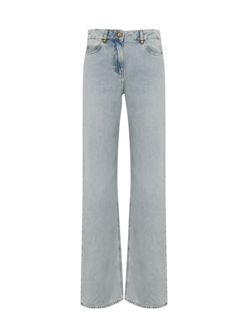 Jeans a palazzo in denim chiaro con dettaglio logo Elisabetta Franchi | PJ94I51E2192